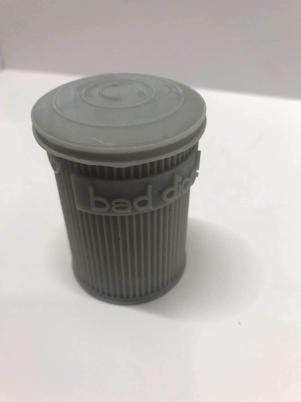 Trash Can Dice Jail: 3d Printed Grey Trash Can for Bad Dice D&D Dice Accessory - 