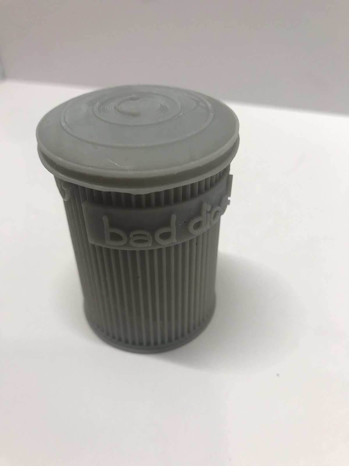 Trash Can Dice Jail: 3d Printed Grey Trash Can for Bad Dice D&D Dice Accessory - 