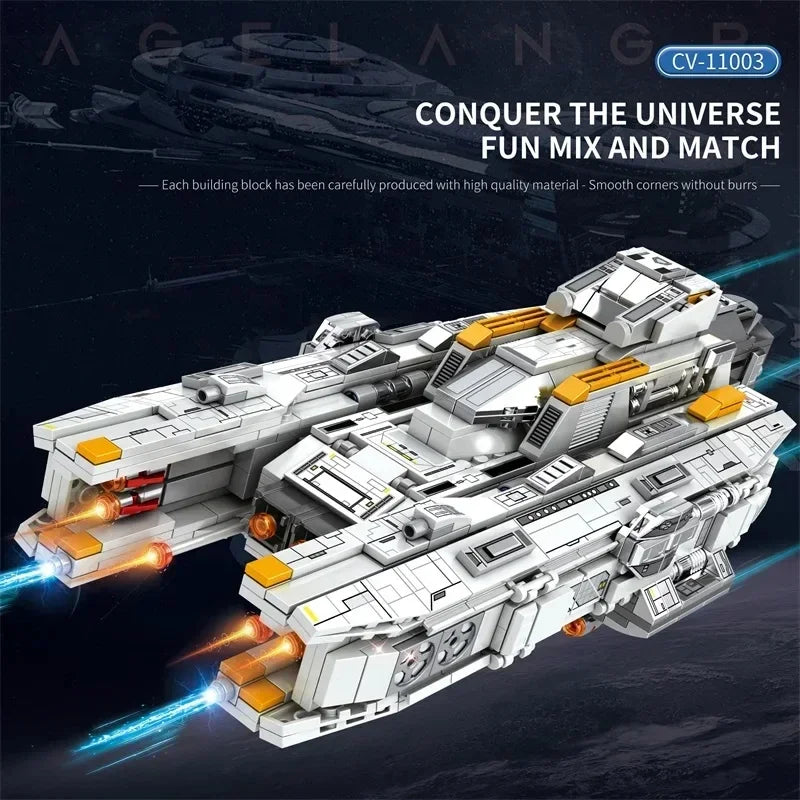 966PCS Space Fighter Building Block Star Battleship Artillery Ship MOC Model Bricks Educational DIY Toys For Kids Holiday Gifts