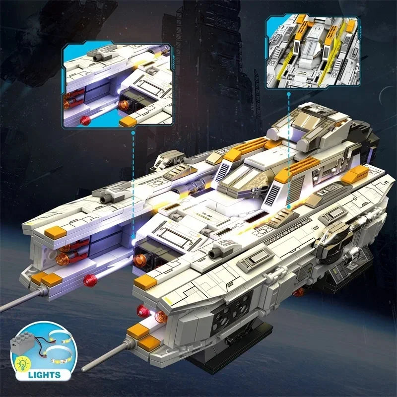 966PCS Space Fighter Building Block Star Battleship Artillery Ship MOC Model Bricks Educational DIY Toys For Kids Holiday Gifts