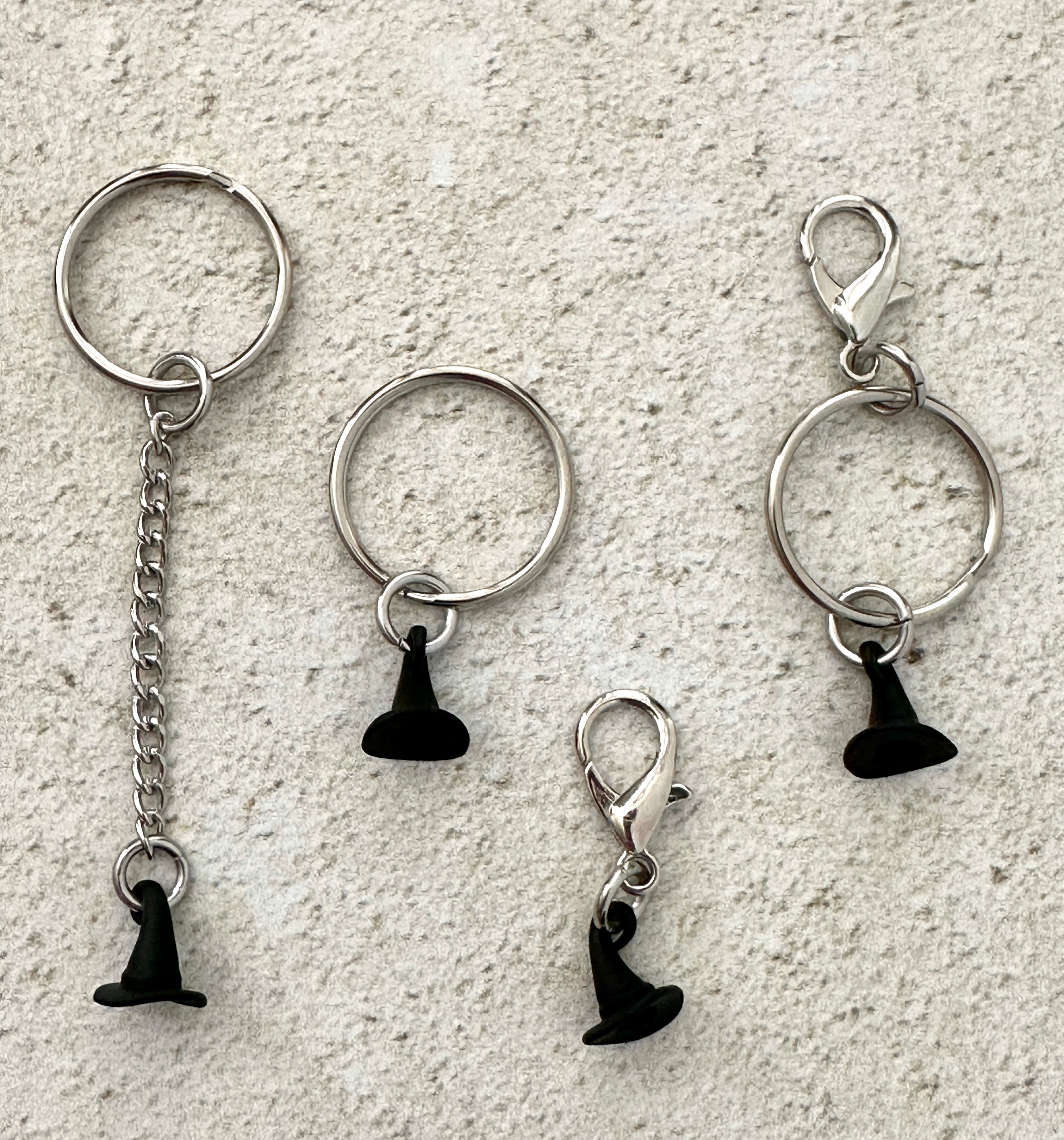 Black Witch Hat Zipper Pull Bag Charm Keychain