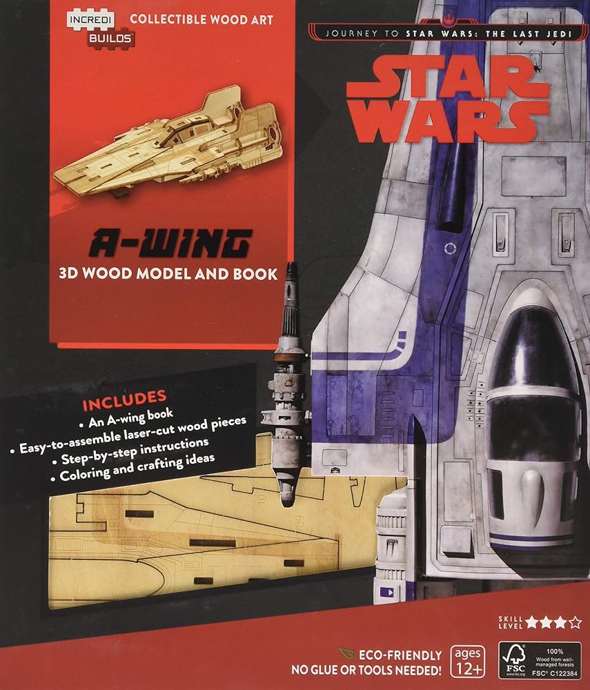 IncrediBuilds: Star Wars: The Last Jedi: A-Wing 3D Wood Model and Book: Inside the Resistance's High-Speed Interceptor