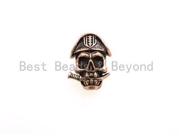 Antique Pirate Skull Paracord Beads, Paracord Survival Bracelet Beads, KeyChain Lanyard Making Findings, DIY Jewelry 15x21x11mm, sku#Y102