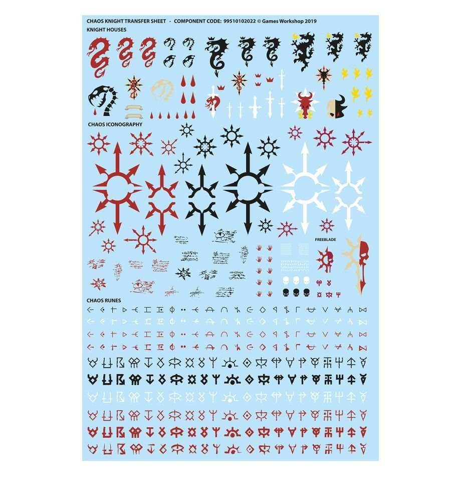 Warhammer 40K: Chaos Knights - Transfer Sheet - 
