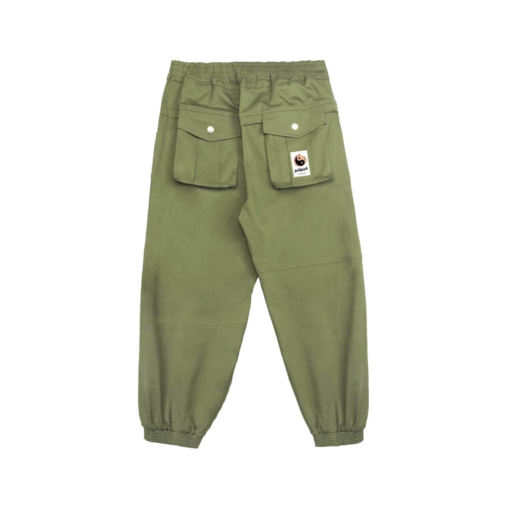 IBP332 Yin Yang Army Green Cargo Pants - Army Green / S