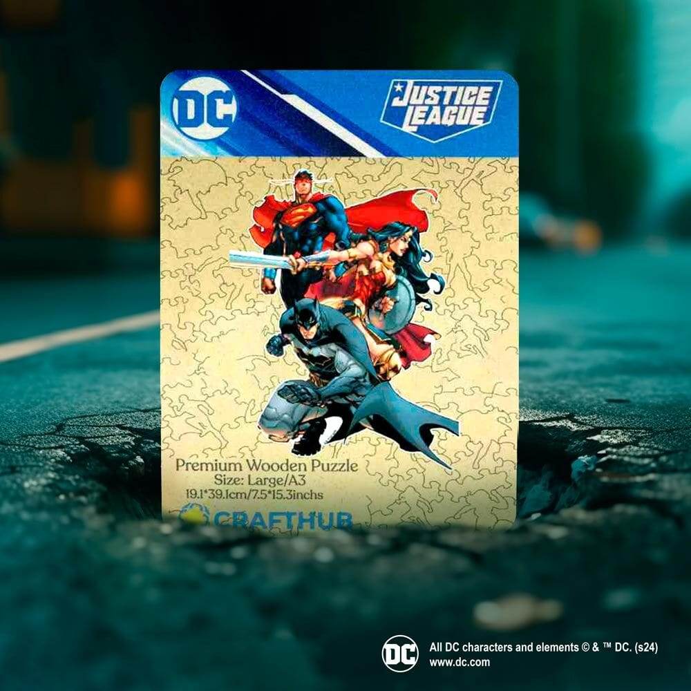 Justice League United Wooden Jigsaw Puzzle - A4 + Wooden Gift Box