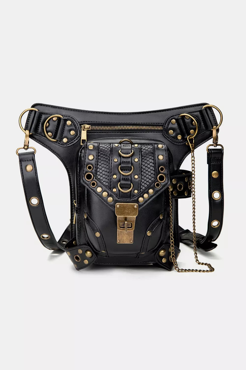 Steampunk Rivet Decor Multipurpose Crossbody Bag