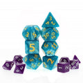Blue Giant Pearl Dice (7) with Green Numbers RPG Role Playing Dice - 
