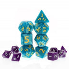 Blue Giant Pearl Dice (7) with Green Numbers RPG Role Playing Dice - 