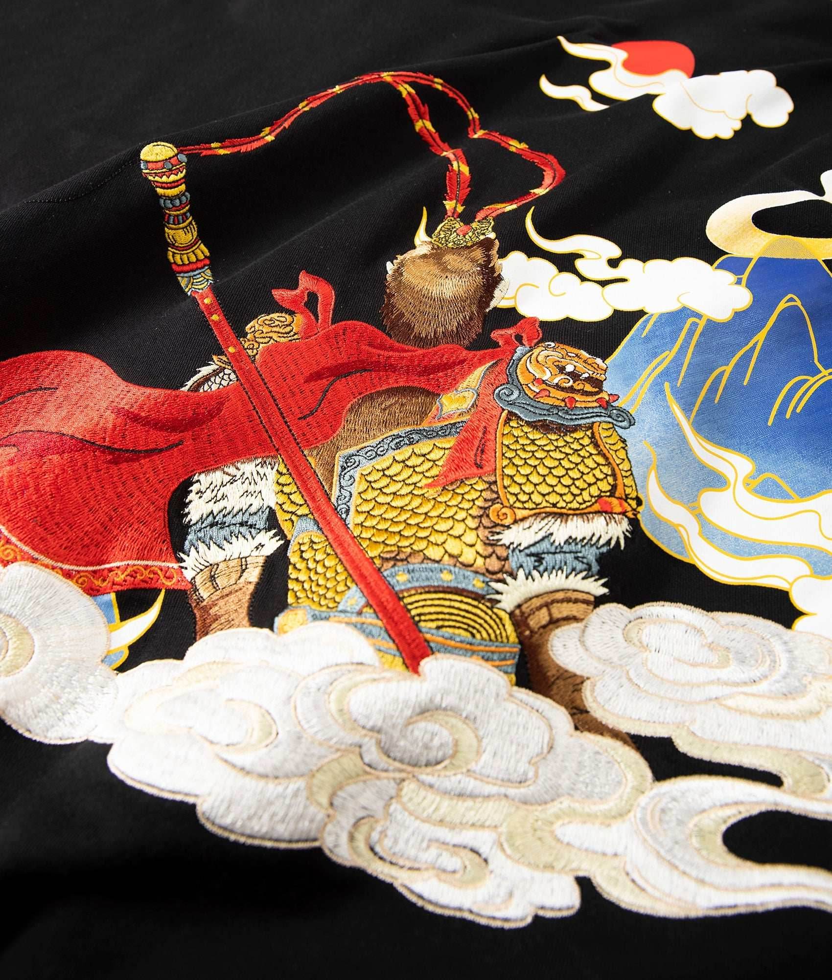 Monkey King Embroidery Hoodie - Black / S