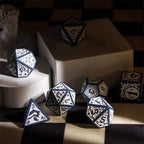 Grey with White Irregular Pattern Fill: 7-Piece Acrylic Dice Set - 