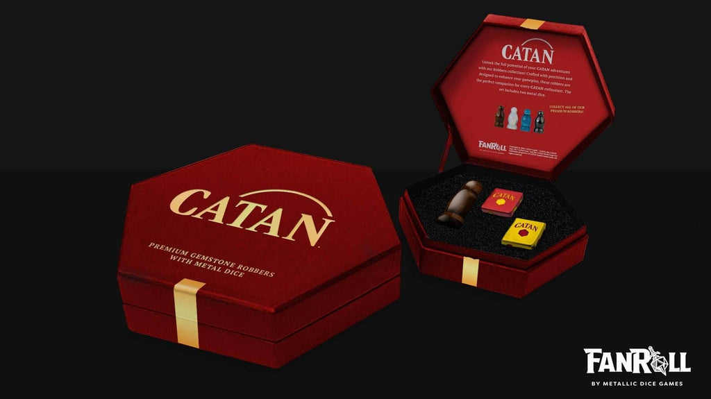 CATAN Official Premium Robber & Metal Dice Set - Tiger's Eye