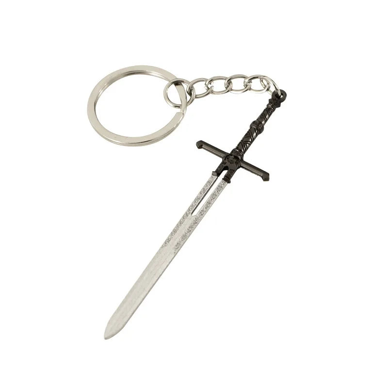 9cm Baldurs Gate Eternal Burning Blade Model Pendant Keychain for Men Boys Mini Metal Key Ring Fans Car Bag Decoration Jewelry