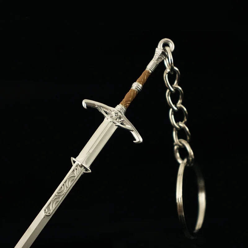 9cm Baldurs Gate Weapon Model Pendant Keychain for Men Sword of Justice Metal Key Ring Holder Fans Collection Display Jewelry