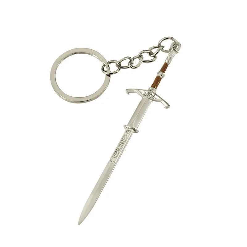 9cm Baldurs Gate Weapon Model Pendant Keychain for Men Sword of Justice Metal Key Ring Holder Fans Collection Display Jewelry