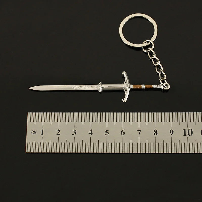 9cm Baldurs Gate Weapon Model Pendant Keychain for Men Sword of Justice Metal Key Ring Holder Fans Collection Display Jewelry