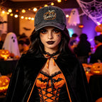 "Thankful Pumpkin" Embroidered Baseball Cap – Vintage Washed Black Hat