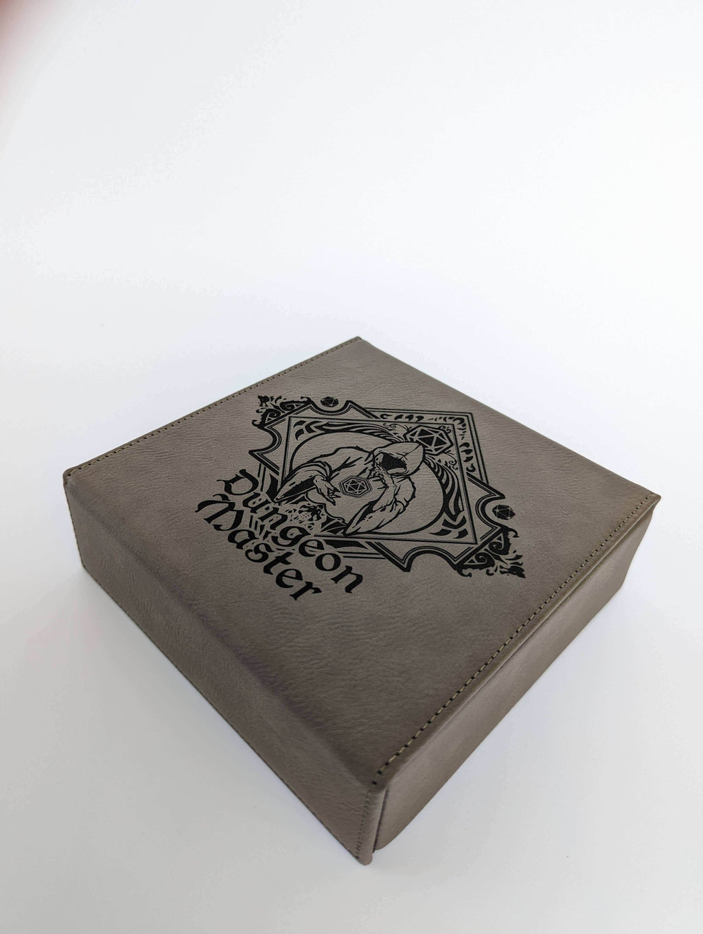 The Fate Twister - D&D - Vegan Leather Dice Box - Grey