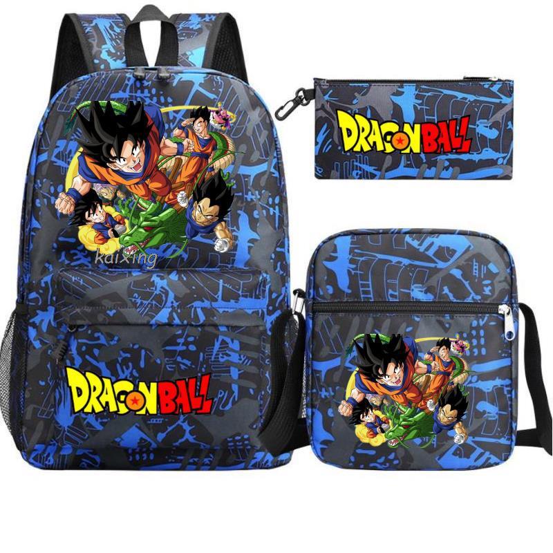 Dragon Ball Backpack Student Shoulder Bag Travel Bag 3-Piece Set