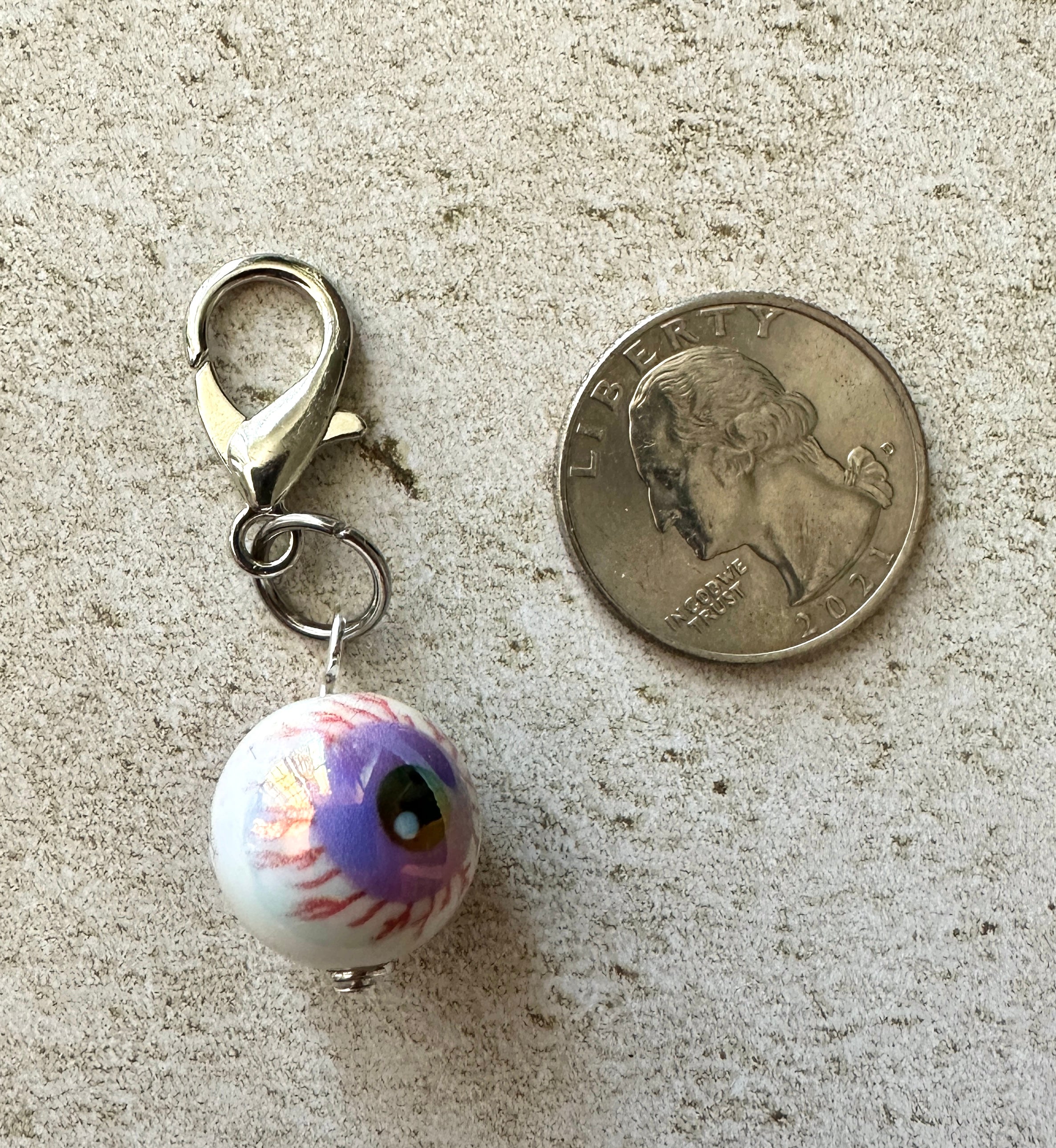 Purple Bloodshot Eyeball Zipper Pull Bag Charm Keychain