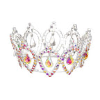 Pave Crystal Rhinestone Teardrop Dangle Mini Crown Tiara