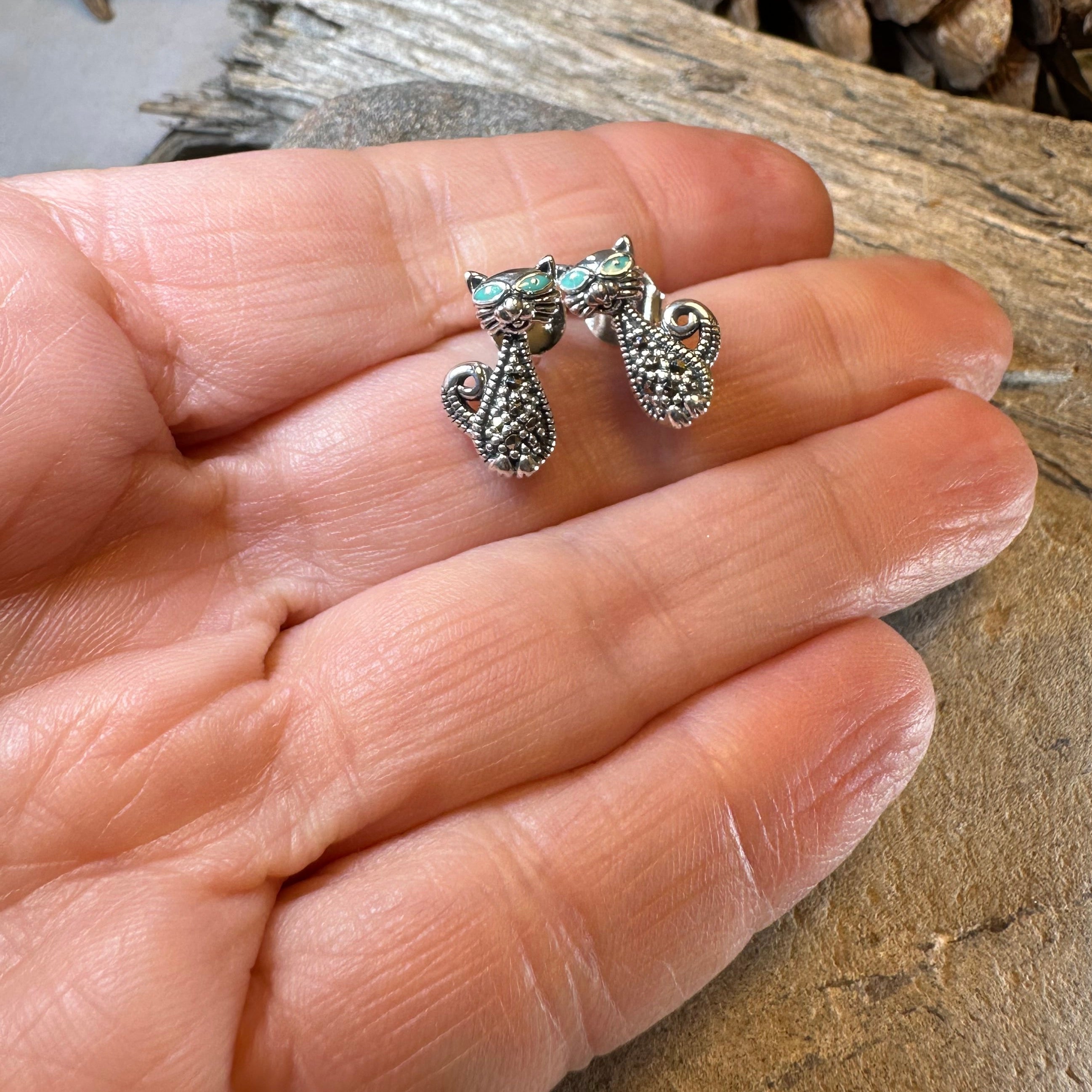Curious Cat Stud Earrings