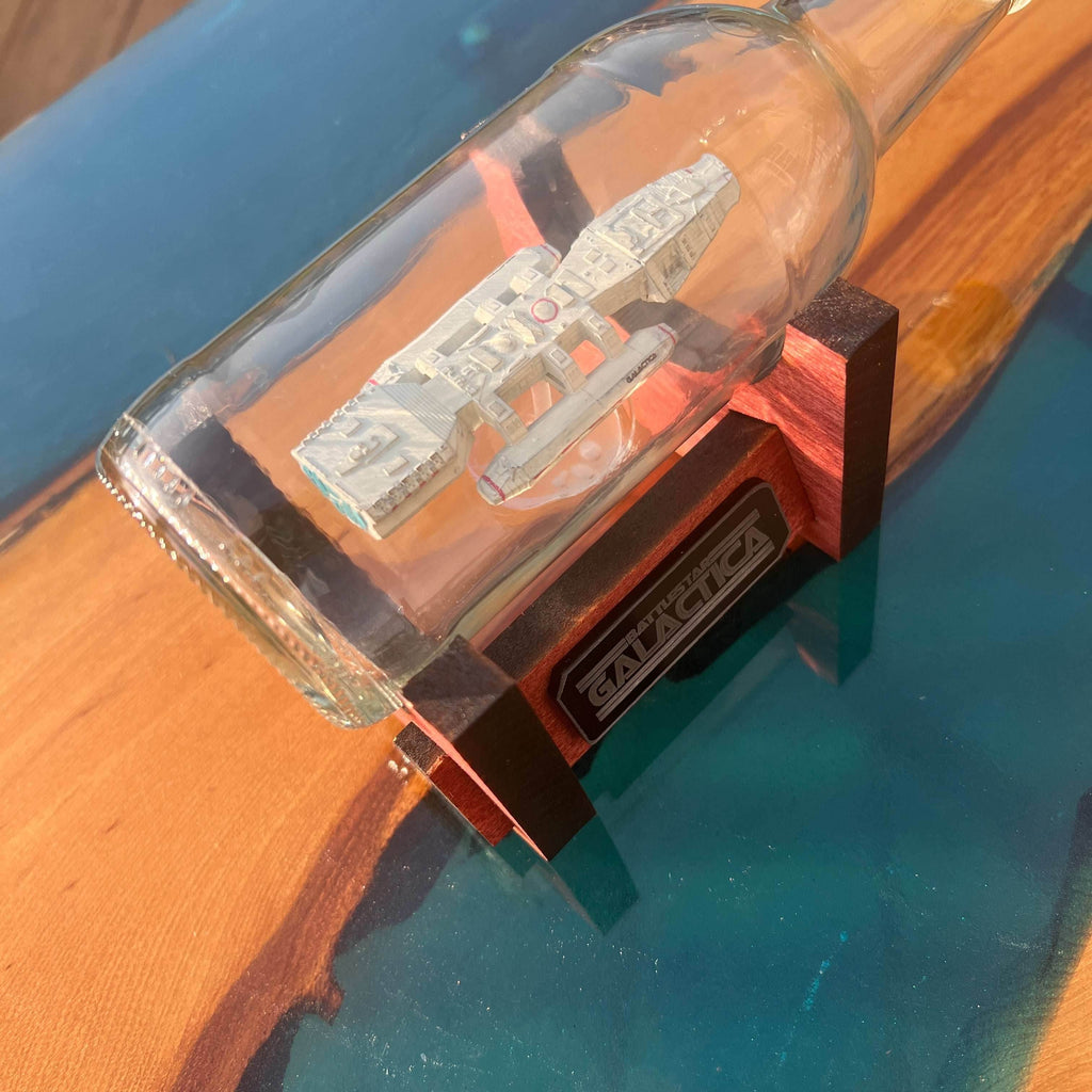 Battlestar Galactica Starship in a Bottle - With Stand