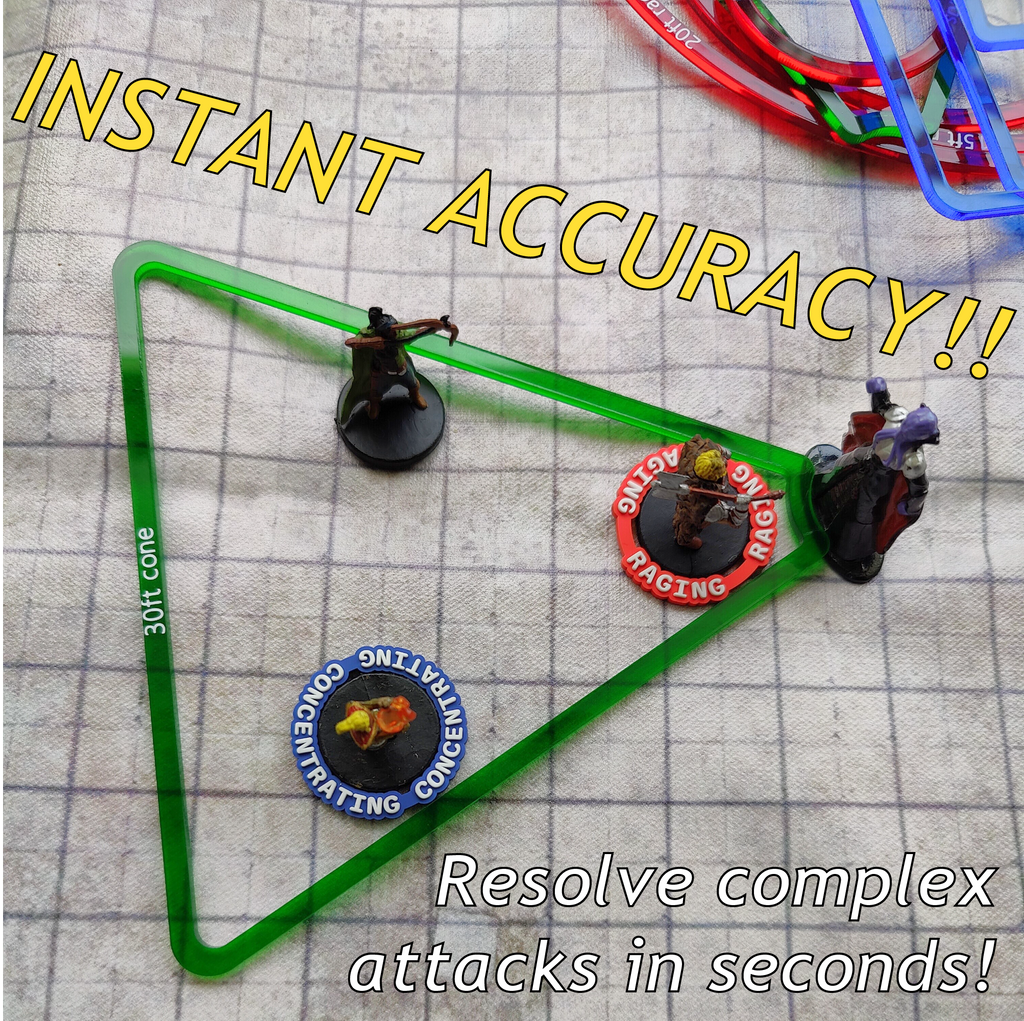 DND Area of Effect Spell Templates - Set of 16 AOE Markers for RPG