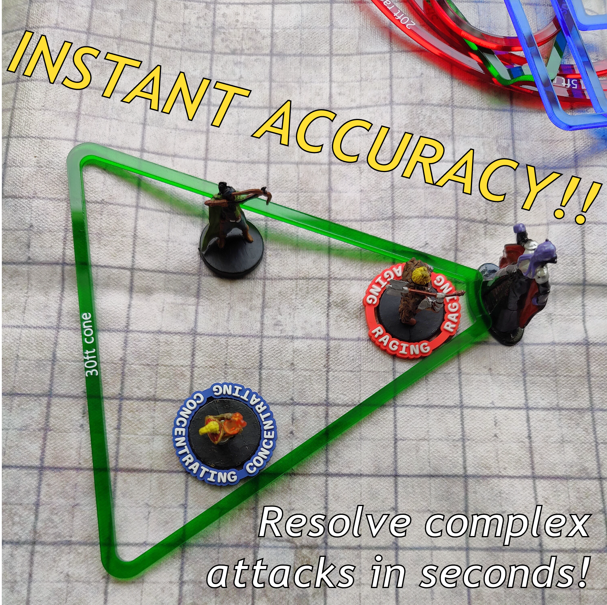 DND Area of Effect Spell Templates - Set of 16 AOE Markers for RPG