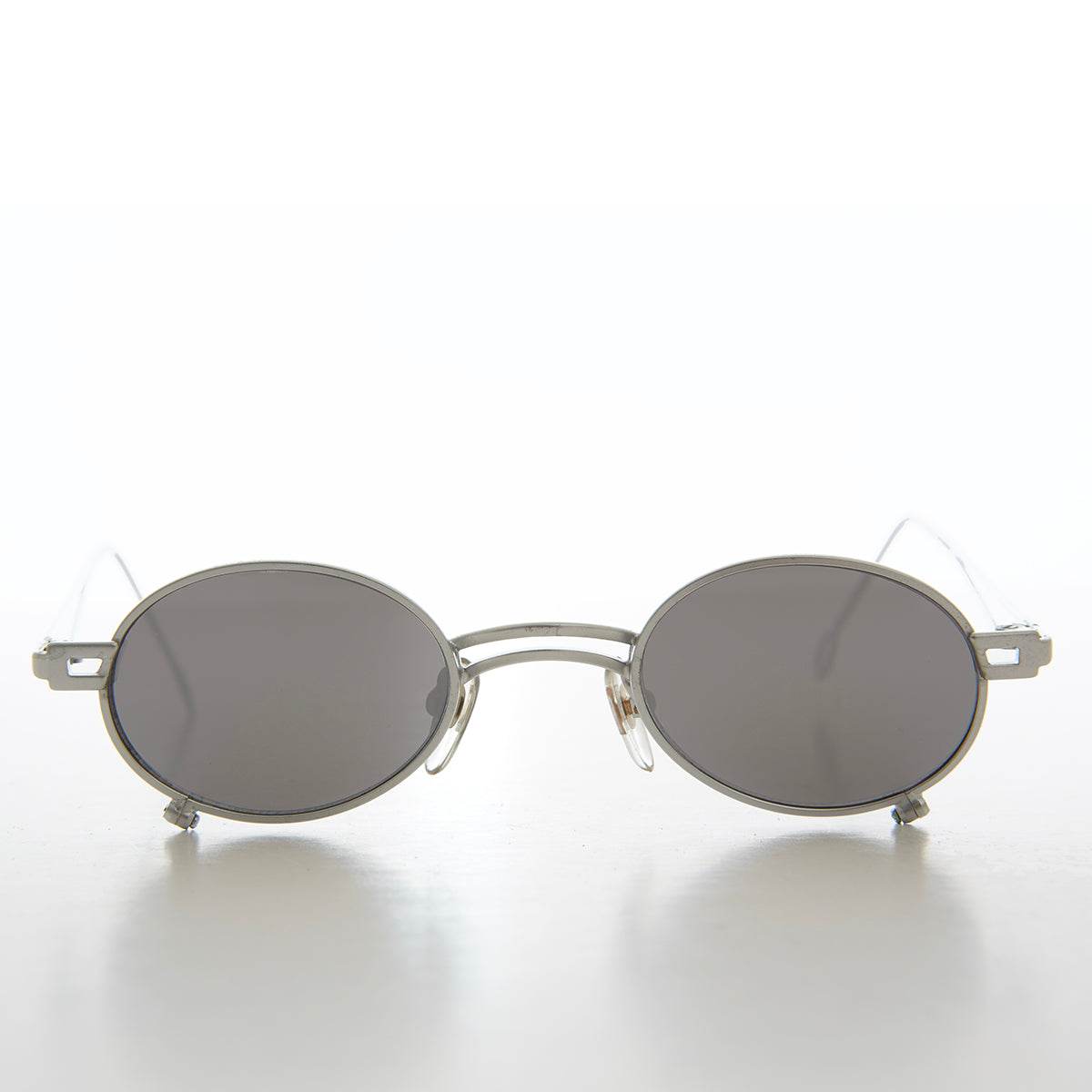 Small Oval 90s Full Metal Steampunk Sunglasses - Azari - Gold / Brown Lens