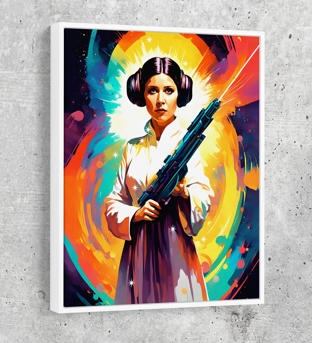 Abstract Princess Leia Canvas Wall Art, Colorful Princess Leia Print