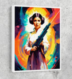 Abstract Princess Leia Canvas Wall Art, Colorful Princess Leia Print