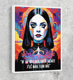 Abstract Wednesday Adams Canvas Wall Art, Colorful Wednesday Adams Print