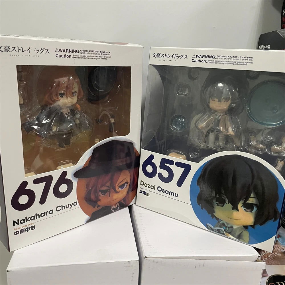 Action Figures Bungo Stray Dogs, Dazai Osamu, Nakahara Chuuya, Kawaii Chibi Cute Anime Figurines 10 cm