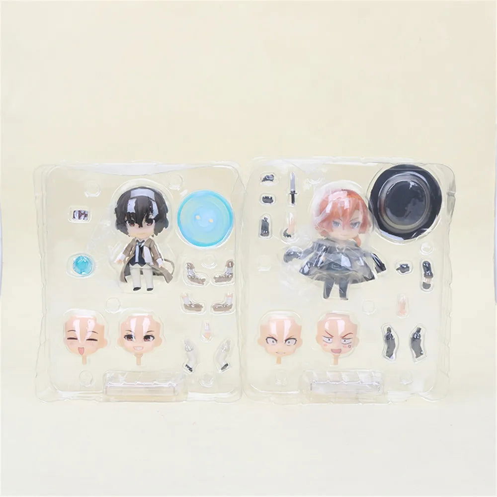 Action Figures Bungo Stray Dogs, Dazai Osamu, Nakahara Chuuya, Kawaii Chibi Cute Anime Figurines 10 cm
