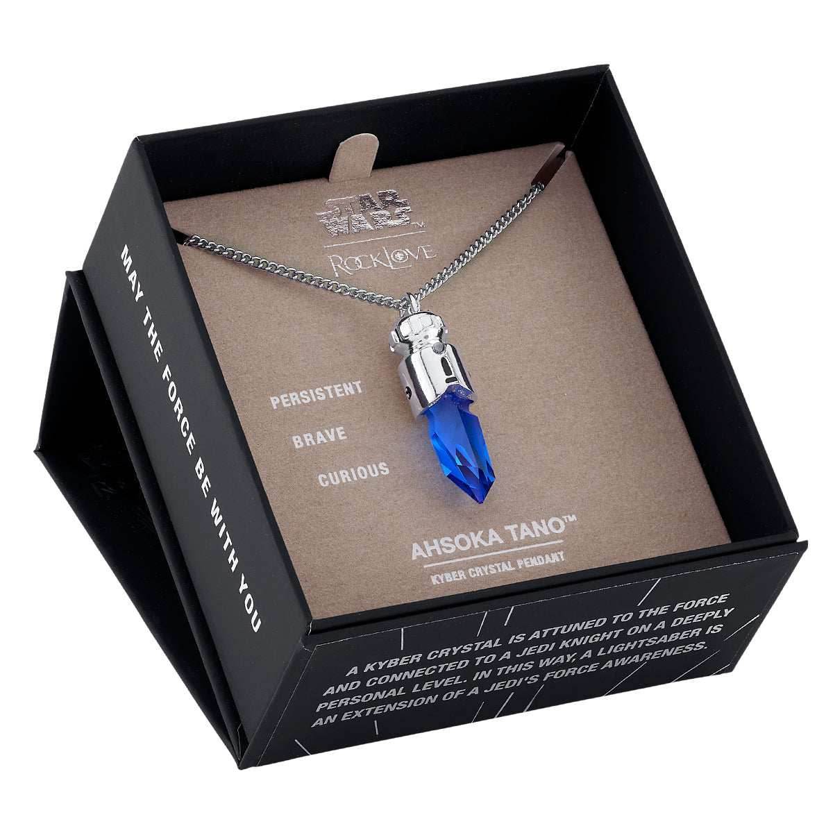 Star Wars X RockLove Padawan Ahsoka Tano Blue Kyber Crystal Necklace - 