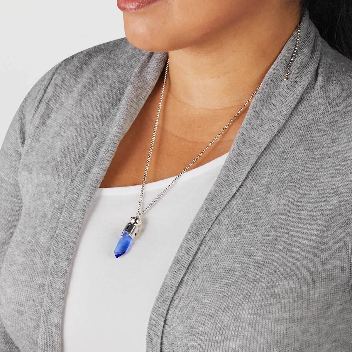 Star Wars X RockLove Padawan Ahsoka Tano Blue Kyber Crystal Necklace - 