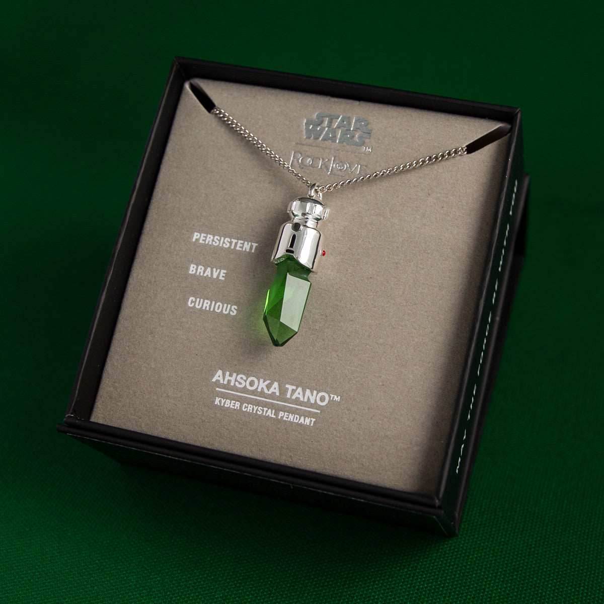Star Wars X RockLove Padawan Ahsoka Tano Green Kyber Crystal Necklace - 
