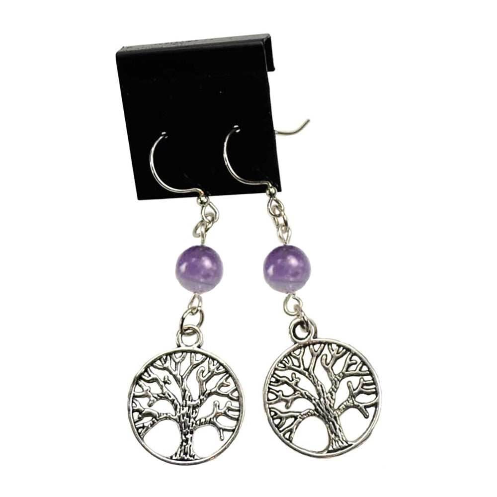 Amethyst Tree of Life Earrings - 