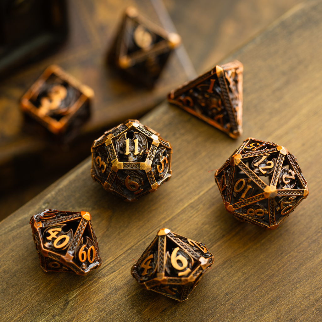 Ancient Dragon Bronze Metal DND Dice Set