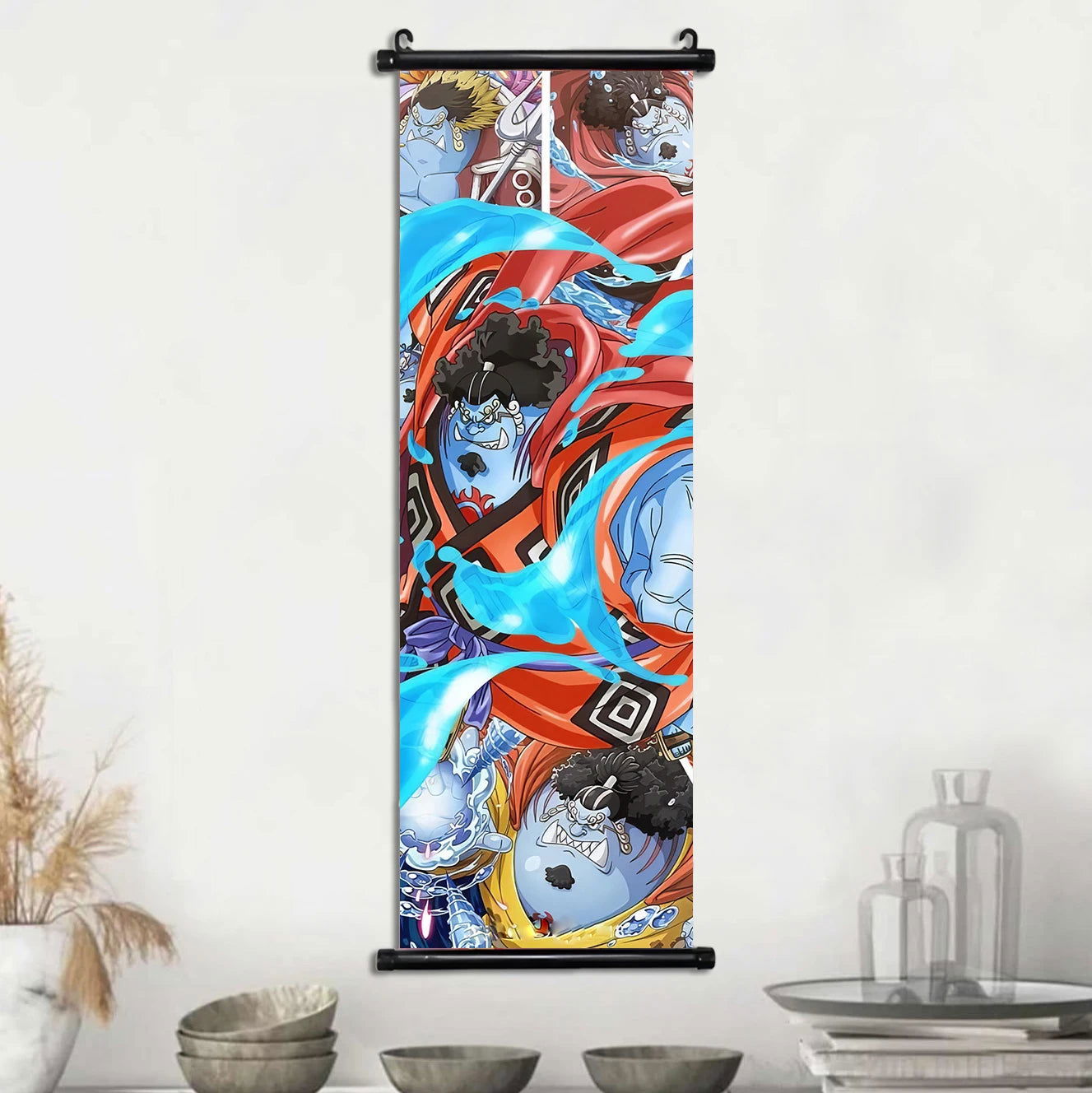 Anime ONE PIECE Poster Scrolls Wall Art, Sanji Roronoa Zoro Luffy Nami Canvas Prints Kids Room Decoration Hanging Scrolls