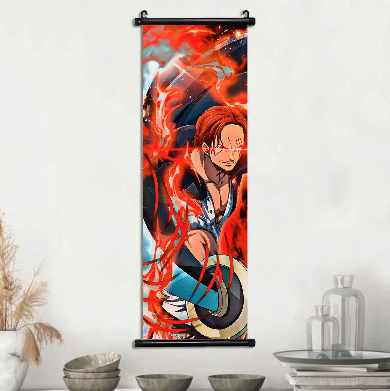 Anime ONE PIECE Poster Scrolls Wall Art, Sanji Roronoa Zoro Luffy Nami Canvas Prints Kids Room Decoration Hanging Scrolls