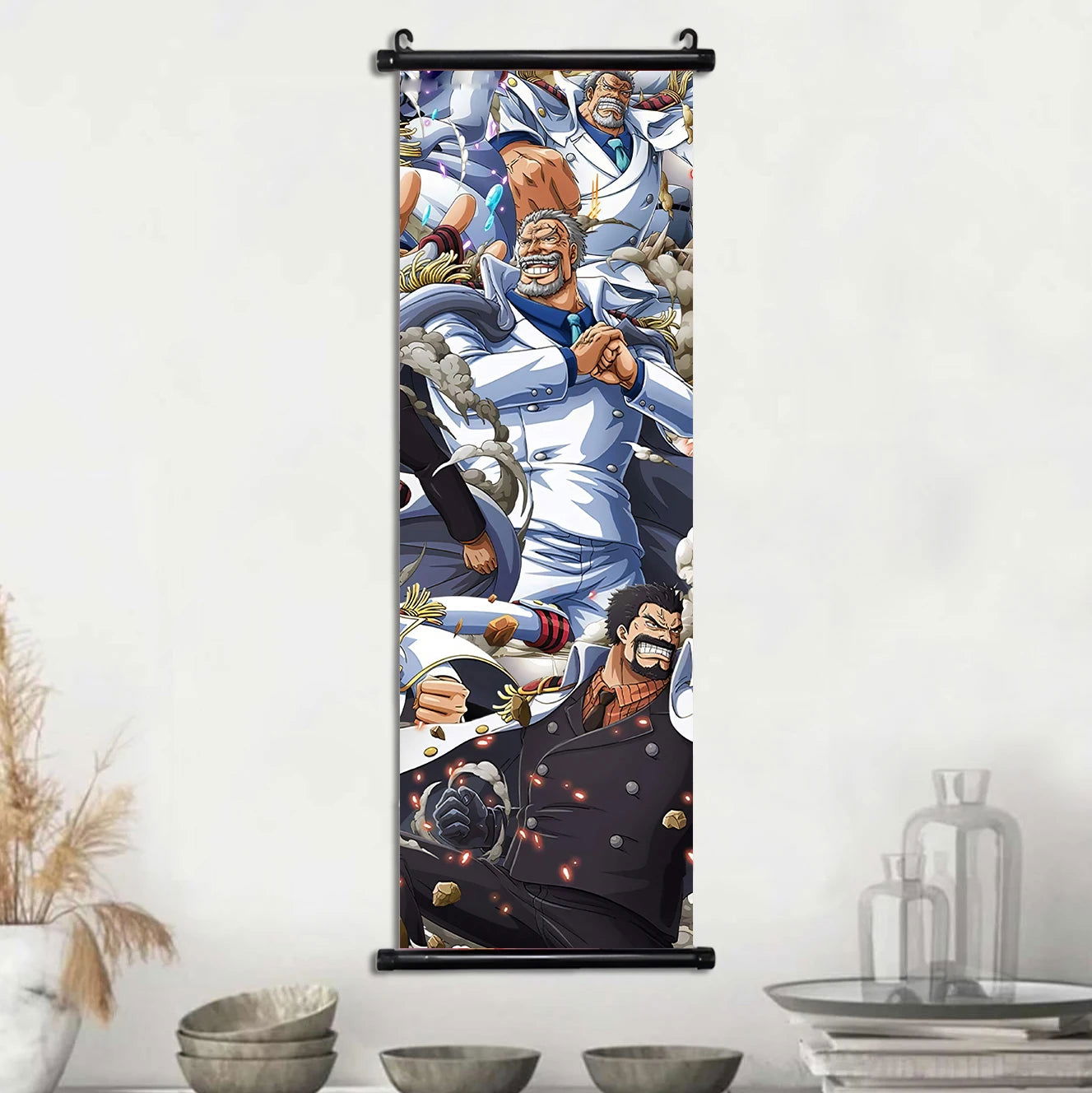 Anime ONE PIECE Poster Scrolls Wall Art, Sanji Roronoa Zoro Luffy Nami Canvas Prints Kids Room Decoration Hanging Scrolls