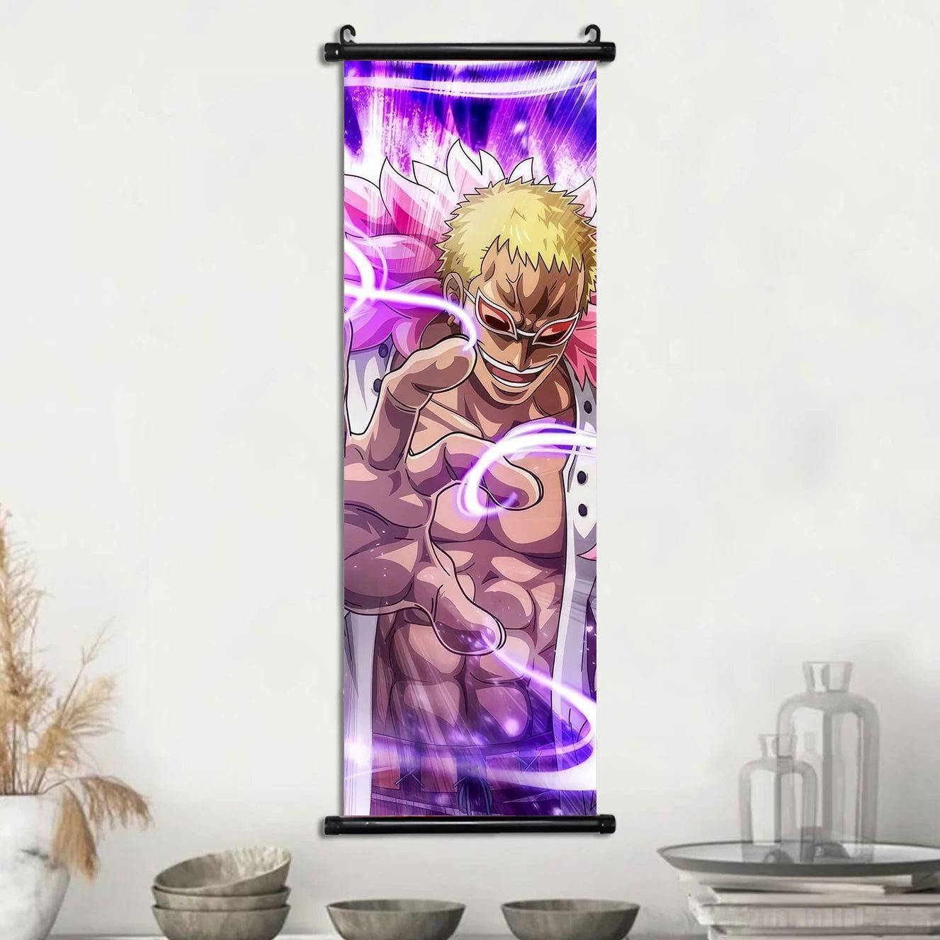 Anime ONE PIECE Poster Scrolls Wall Art, Sanji Roronoa Zoro Luffy Nami Canvas Prints Kids Room Decoration Hanging Scrolls