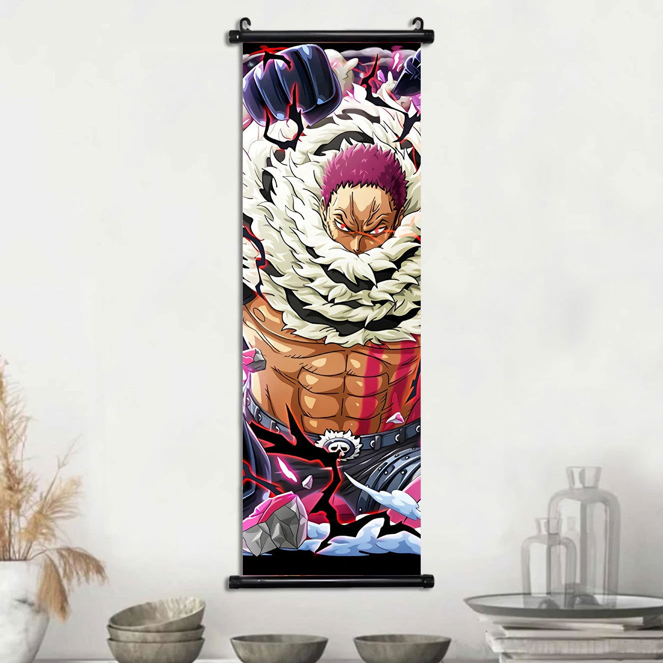 Anime ONE PIECE Poster Scrolls Wall Art, Sanji Roronoa Zoro Luffy Nami Canvas Prints Kids Room Decoration Hanging Scrolls