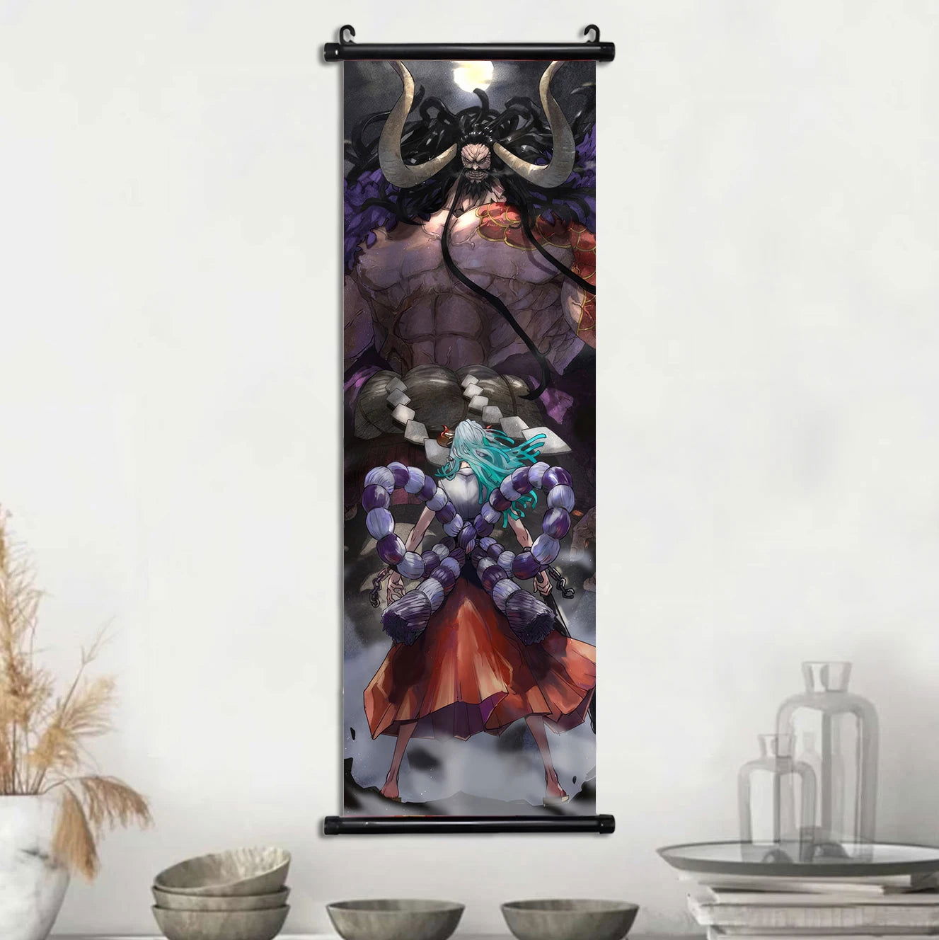 Anime ONE PIECE Poster Scrolls Wall Art, Sanji Roronoa Zoro Luffy Nami Canvas Prints Kids Room Decoration Hanging Scrolls
