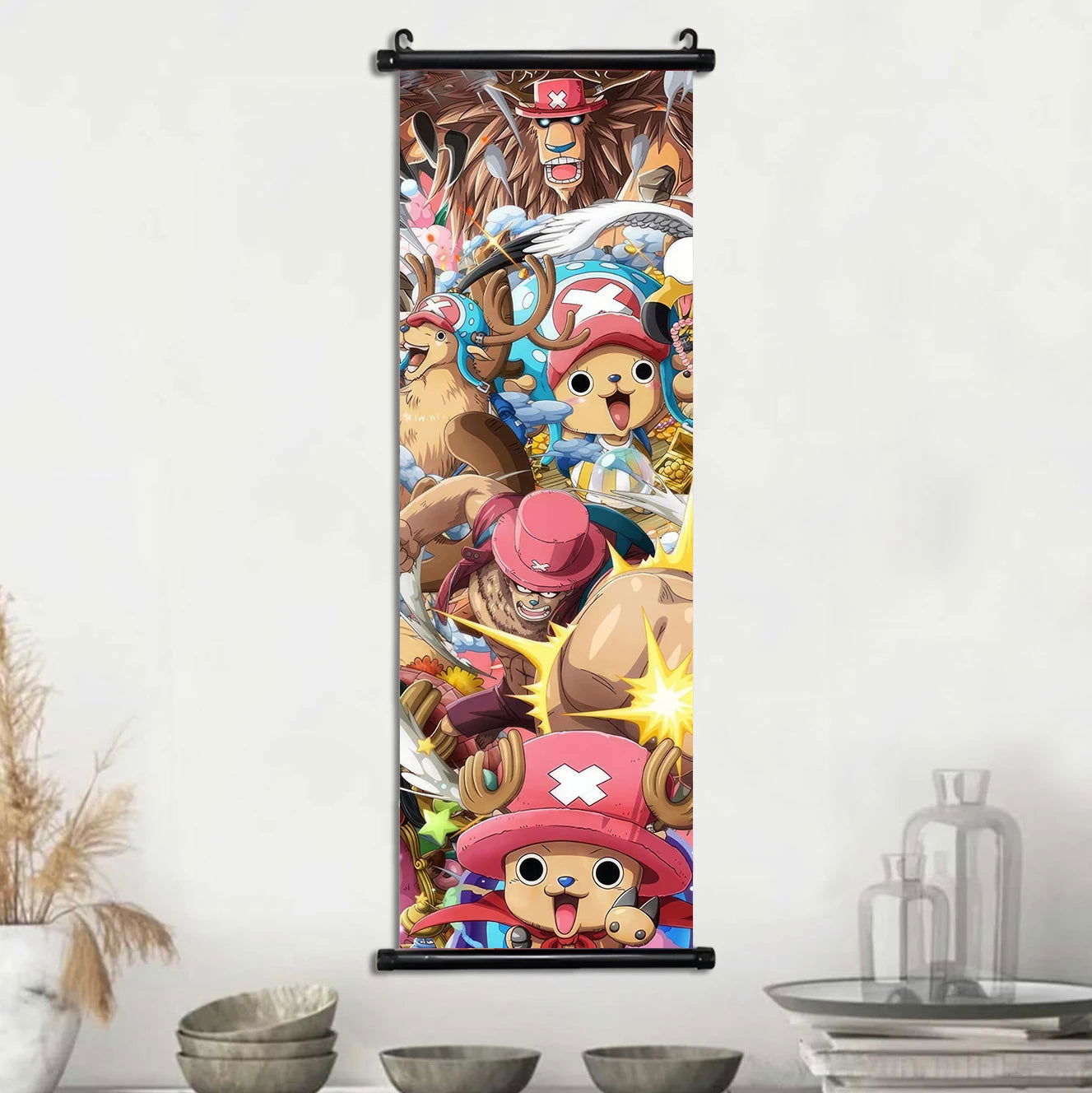 Anime ONE PIECE Poster Scrolls Wall Art, Sanji Roronoa Zoro Luffy Nami Canvas Prints Kids Room Decoration Hanging Scrolls