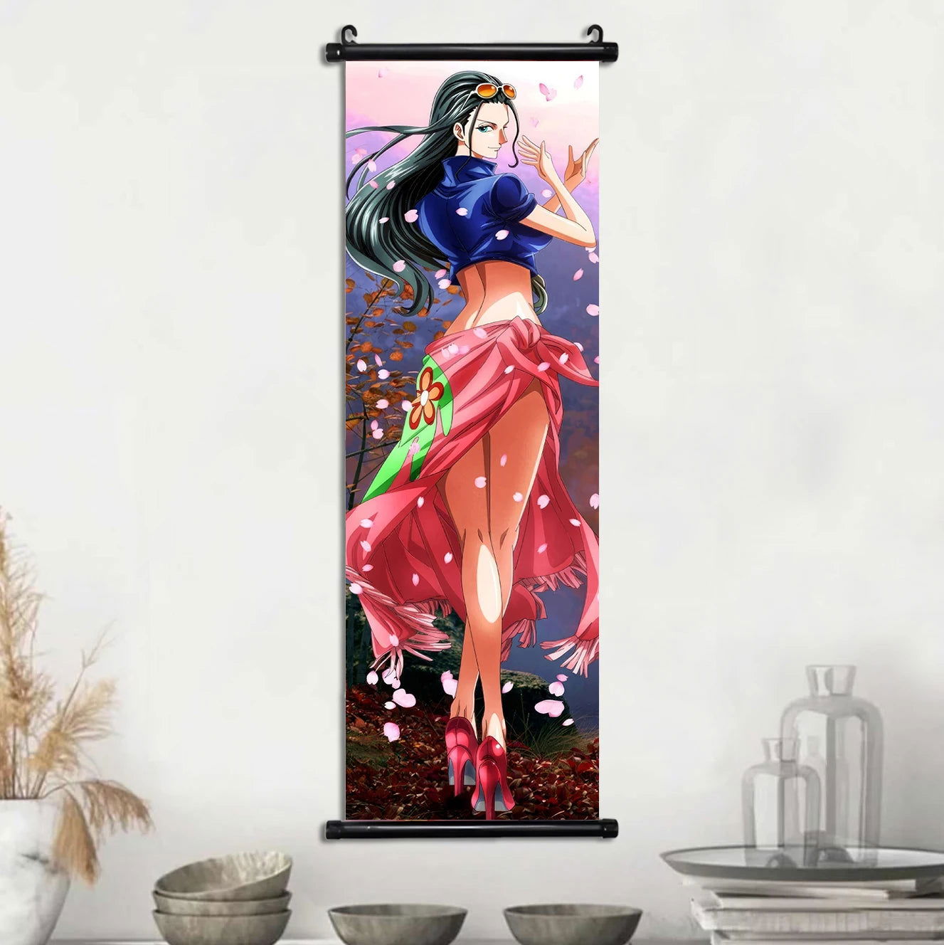 Anime ONE PIECE Poster Scrolls Wall Art, Sanji Roronoa Zoro Luffy Nami Canvas Prints Kids Room Decoration Hanging Scrolls