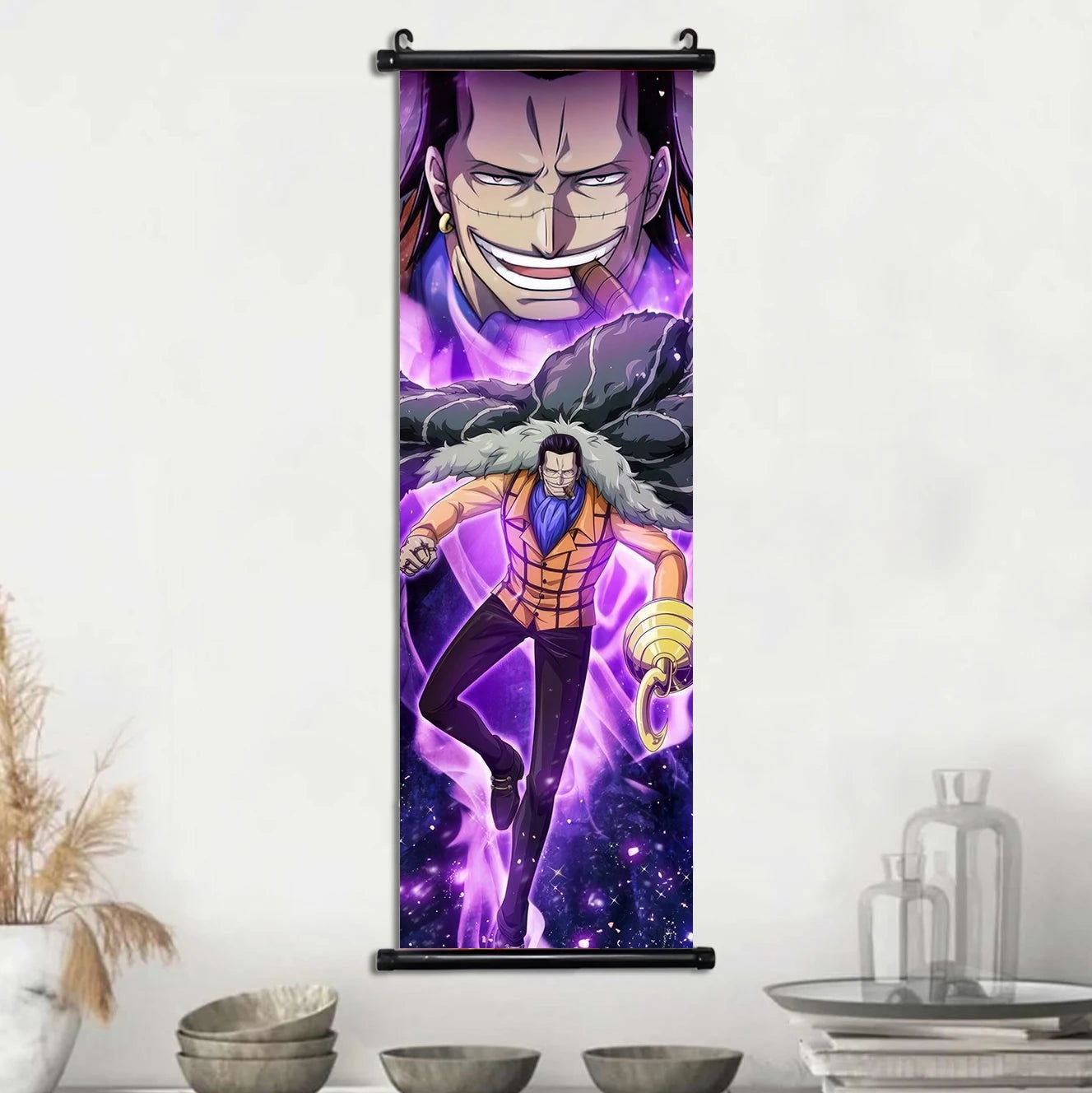 Anime ONE PIECE Poster Scrolls Wall Art, Sanji Roronoa Zoro Luffy Nami Canvas Prints Kids Room Decoration Hanging Scrolls