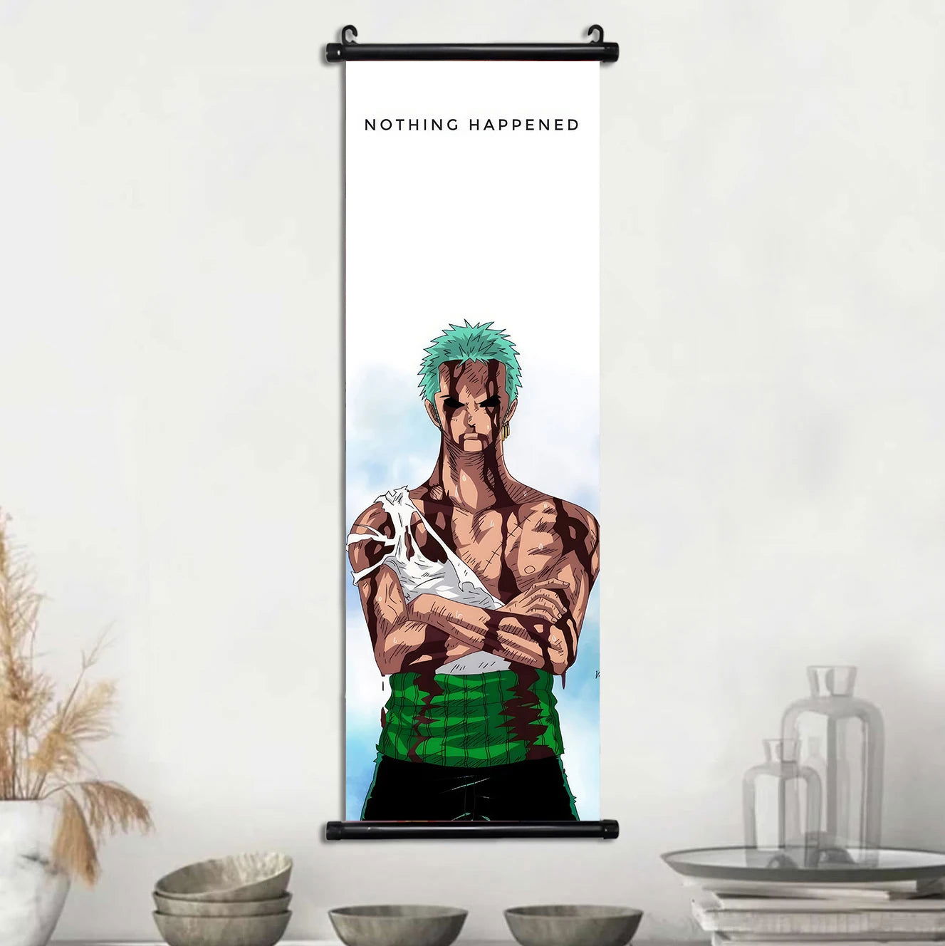 Anime ONE PIECE Poster Scrolls Wall Art, Sanji Roronoa Zoro Luffy Nami Canvas Prints Kids Room Decoration Hanging Scrolls
